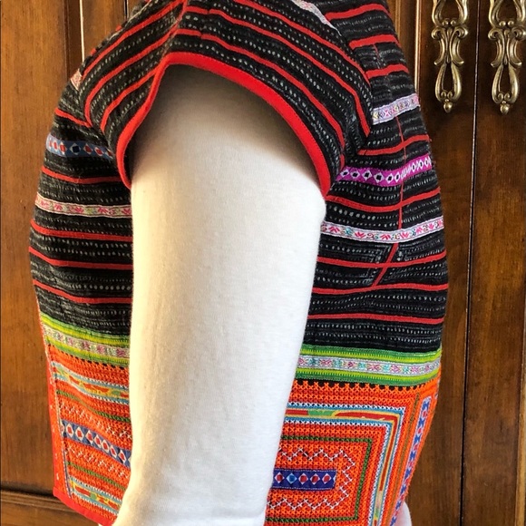 Patchwork Open Front Cropped Top Small - Picture 11 of 11